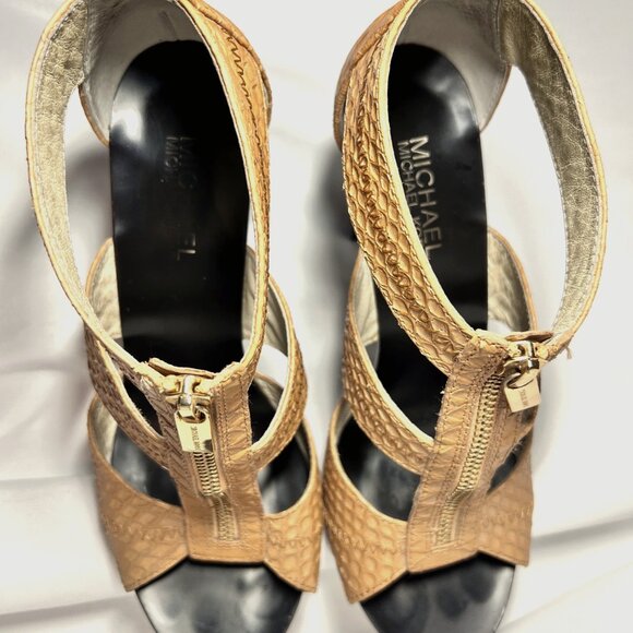Michael Michael Kors-Women's Tan/Camel Leather-3 3/4" Heels-Unique 7 1/2-Zipper - Picture 6 of 16